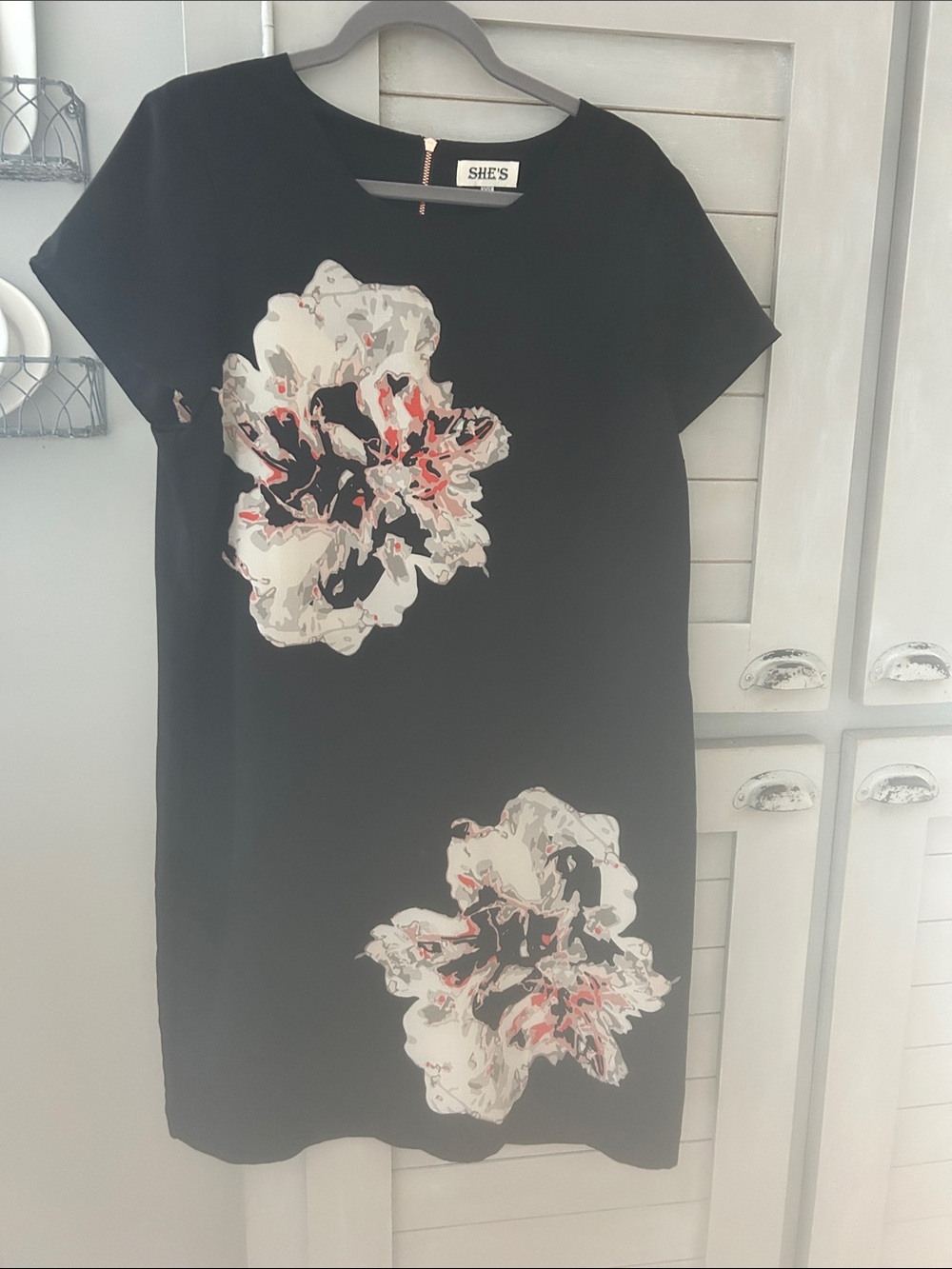 Black Floral Shift Dress